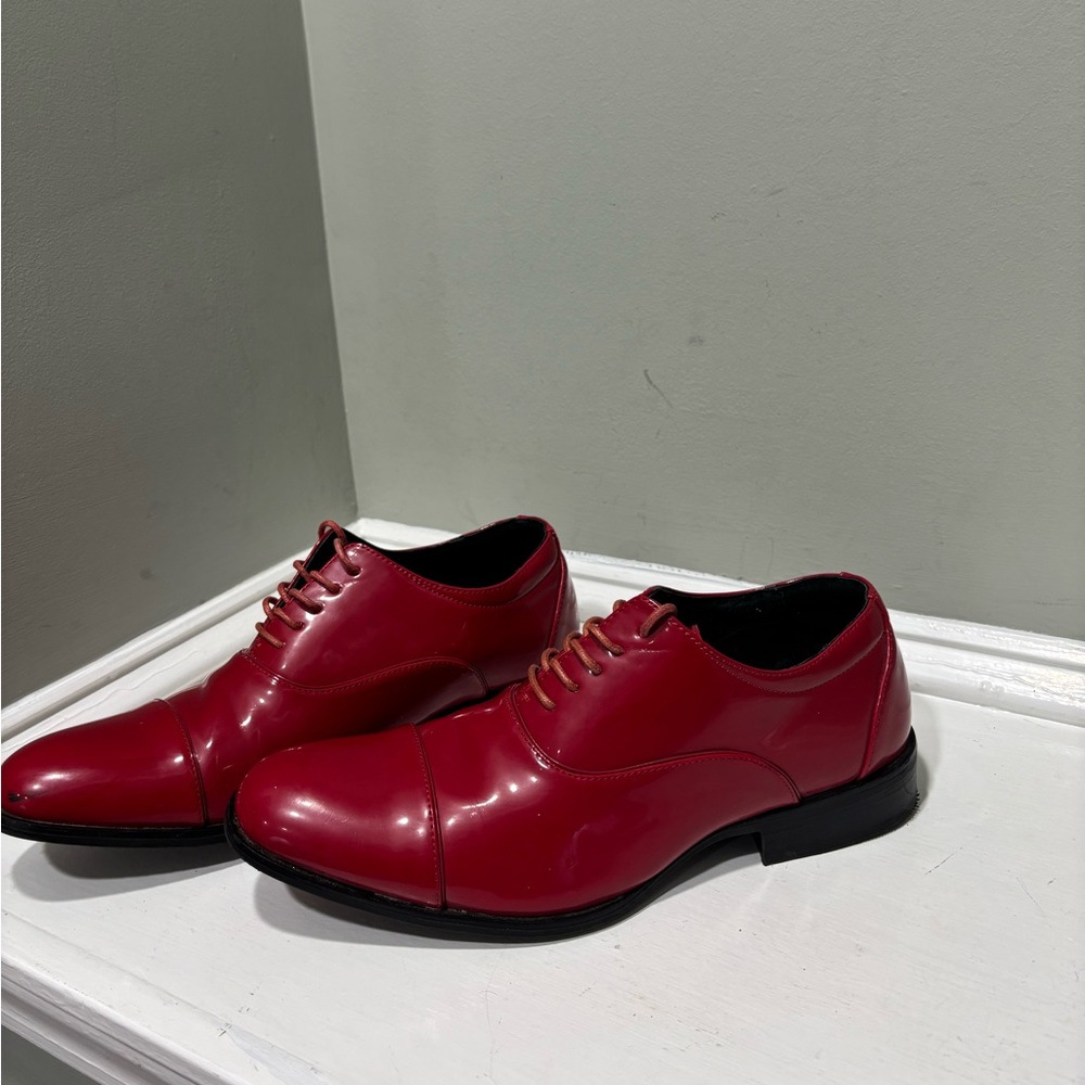 Stacy Adam’s Candy Apple Red Gala Captoe Men's Formal Dress Shoes-size 7.5 - Picture 6 of 10